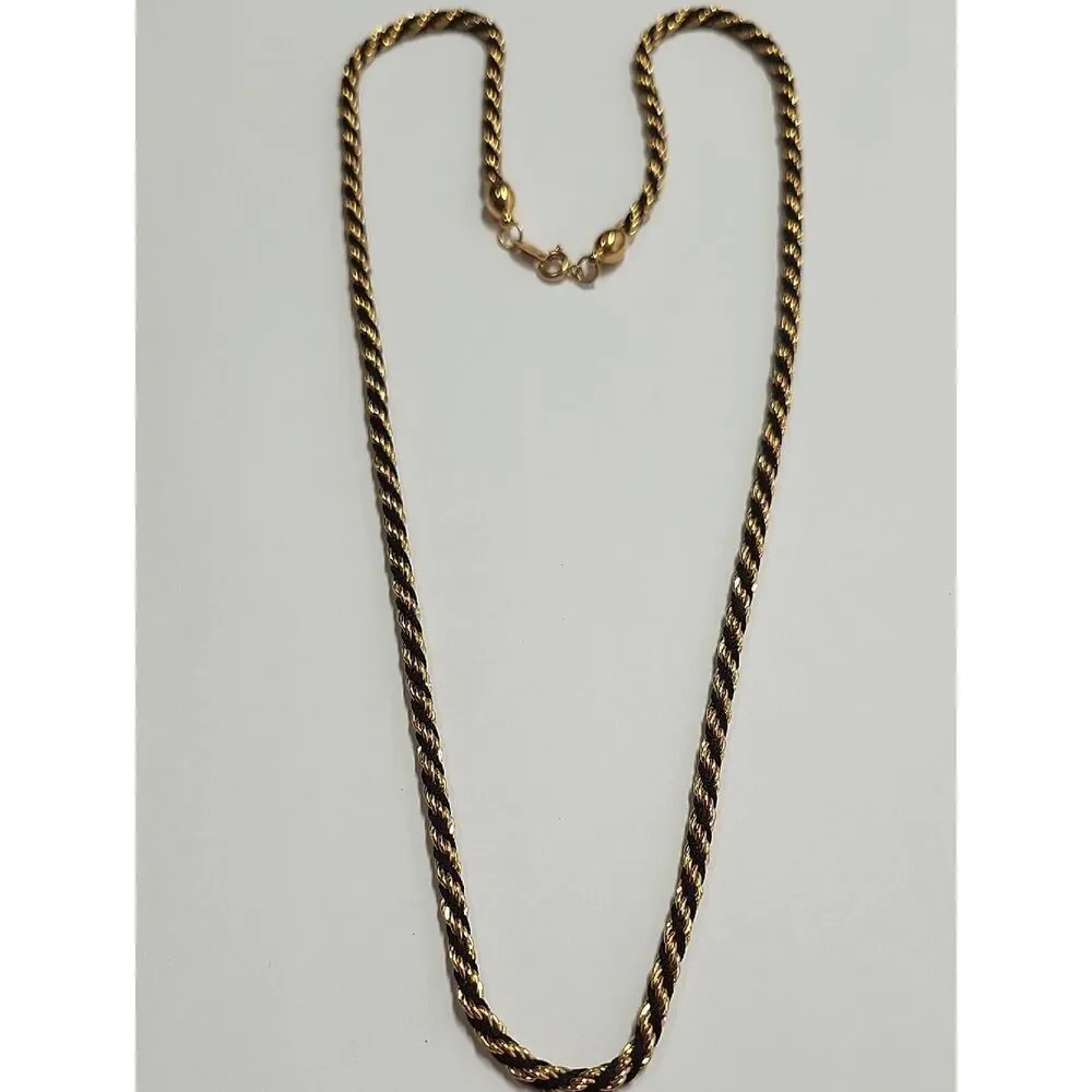 Gold and Black Twisted Rope Chain Necklace - Women Jewelry Trifari